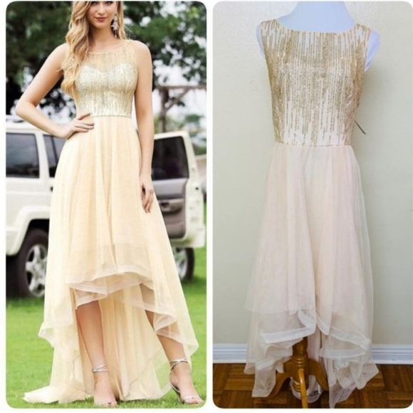 Ever Pretty - Glitter Gold Dress -Evening Party Occasion Wedding Prom - 4 - Picture 1 of 12